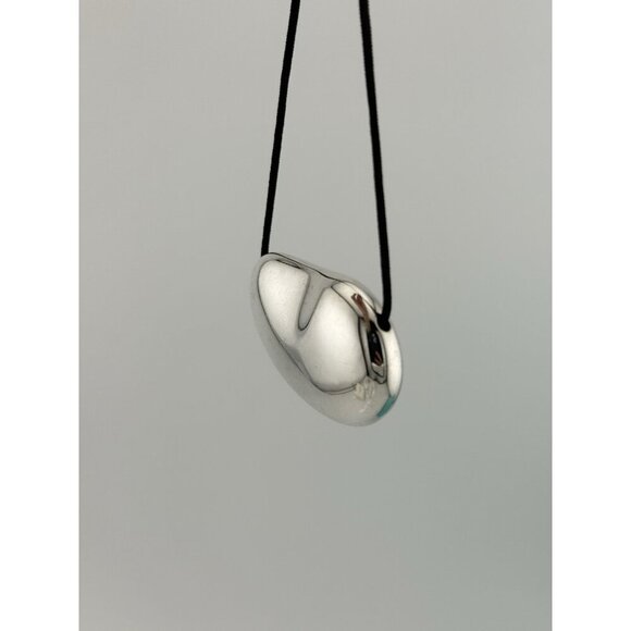 Tiffany & Co. Elsa Peretti 50mm Bean Necklace in Sterling Silver on Silk 19" - Picture 6 of 10